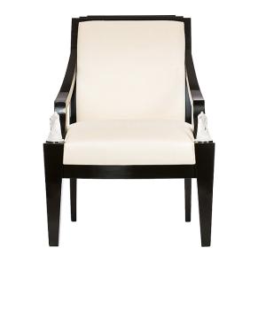 Longchamp armchair in numbered edition, clear crystal, black lacquered and ivory silk - Lalique